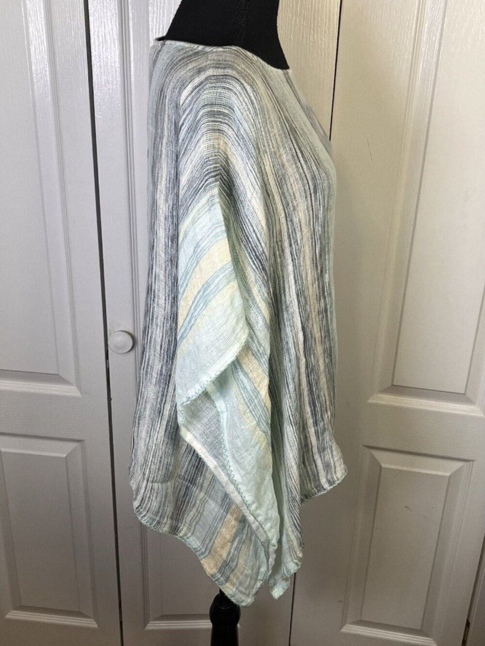 Pure Jill Kimono 100% Linen Top Shirt OS Watercolor Lagenlook Art to Wear Pastel - Picture 6 of 9